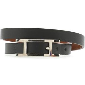 Hermès Behapi Double wrap black leather bracelet